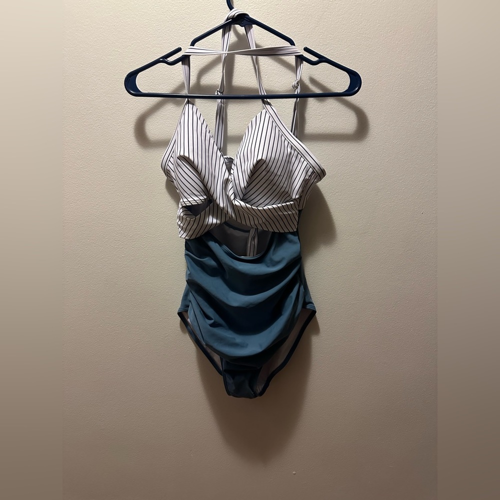 Striped and Blue Women’s One Piece Swimsuit